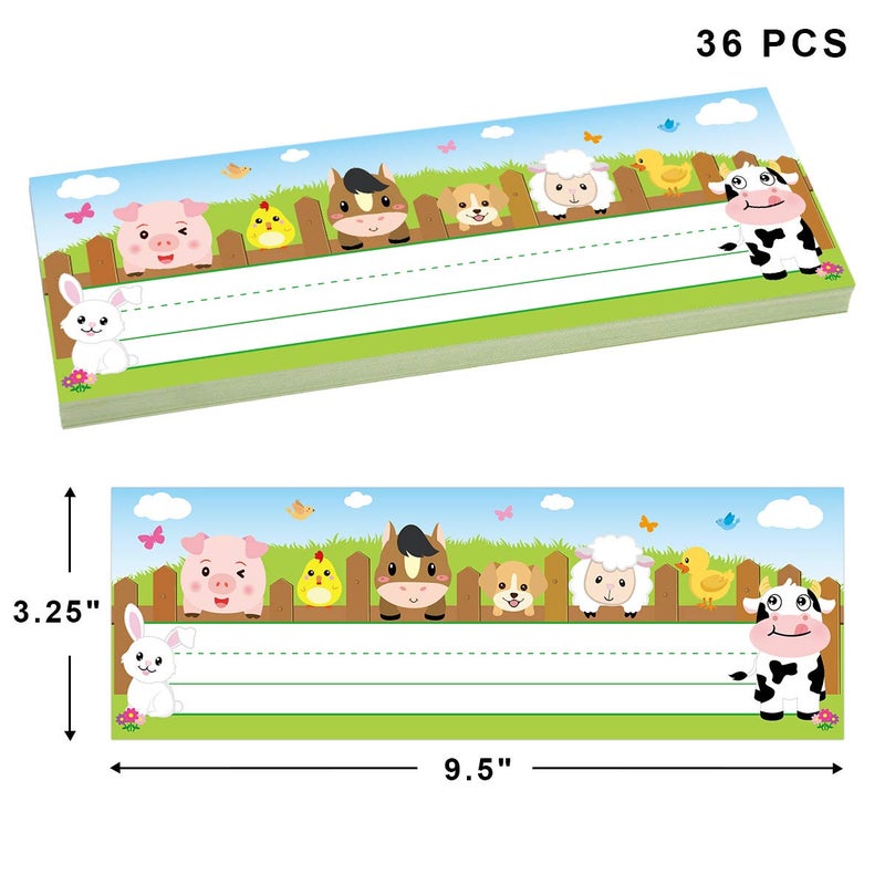 Fancy Land Farm Animal Name Plate Primary Students Back to School Desk Nameplates 36 Pack Classroom Decoration - Image 2